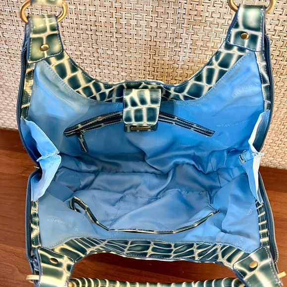 🌟HP🌟VTG 2000 Glossy Teal Mock Croc Vinyl Hobo Shoulder Bag C. Lapson Italy - Picture 6 of 16